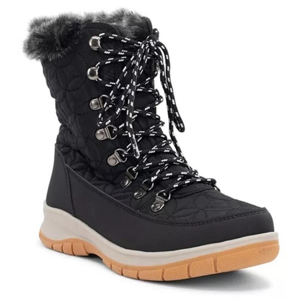 Chooka Women's Belltown Mid Faux Fur Black Boots Size 6